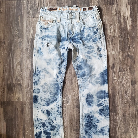 Mens Rock Revival Tie Dye Jeans 